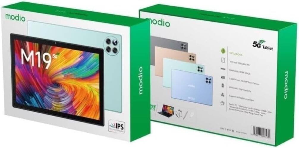 Modio M19 5G Android Tablet 10.1" HD Display 8GB RAM 512GB ROM 13MP Camera 10000mAh Battery - Image 2