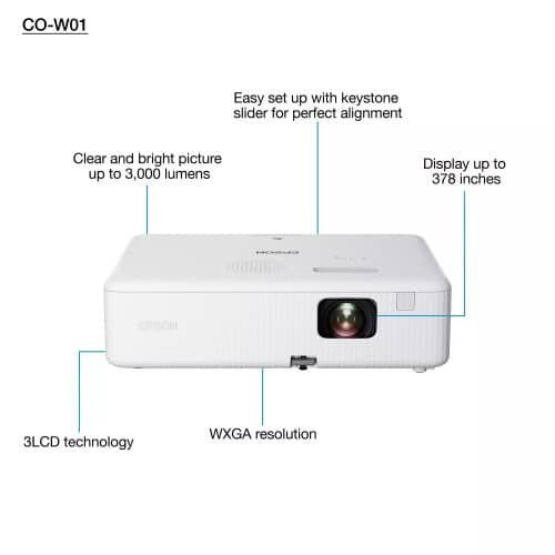 Epson CO-W01 3LCD WXGA 3000 Lumens Projector - Image 3