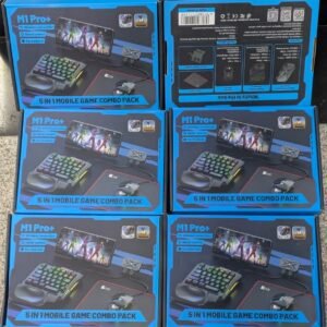M1 PRO+ 5-in-1 Mobile Gaming Combo Pack – Bluetooth 5.0 Converter | 35-Key RGB Keyboard | 4-Key Mouse | Phone Holder & Pad