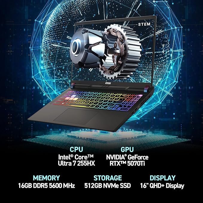 MSI Vector 16 HX AI 16” Gaming Laptop – Intel Core Ultra 7-255HX | RTX 5070 Ti | 16GB DDR5 | 512GB SSD | Windows 11 - Image 6