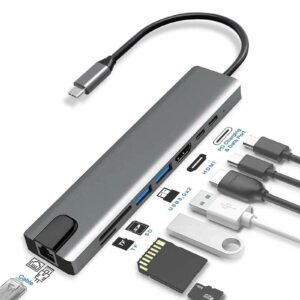 Type-C to HDTV 8 in 1 Adapter 4K HDMI PD 2xUSB SD/TF Rj45