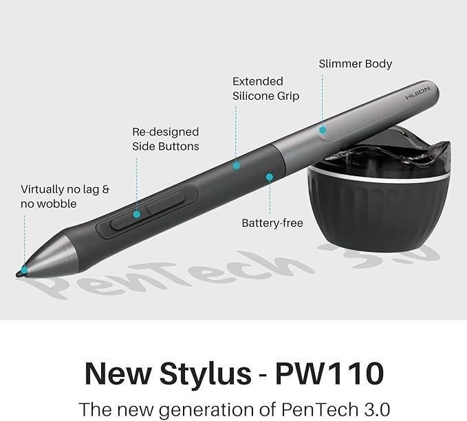 Huion Inspiroy 2M (2023) Graphics Tablet 8.7×5.4 Inch with Battery-Free PW110 Pen, 8192 Pressure Levels & Tilt Support - Image 5