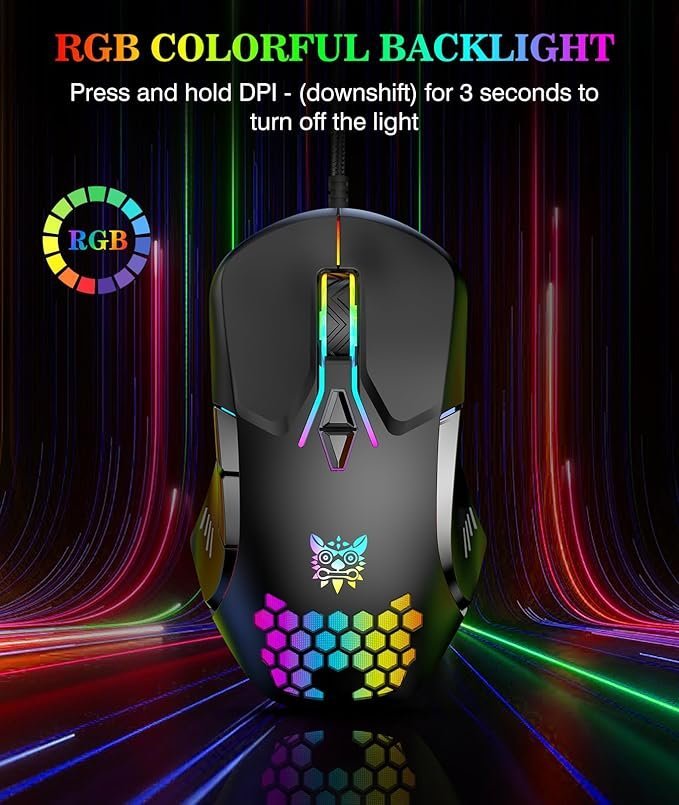 ONIKUMA RGB Wired Gaming Mouse Ergonomic 6-Button Mouse with Adjustable DPI for PC & Laptop CW917 - Image 4